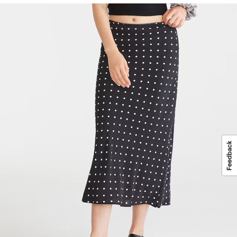 Aeropostale Black and White Polka Dot Midi Skirt